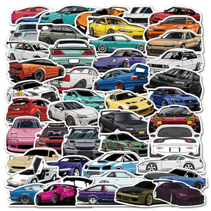 10/30/50/100PCS Cartoon JDM Racing Car Favorites Graffiti Stickers DIY Kids Classic Toy Travel Luggage Guitar Waterproof Decals