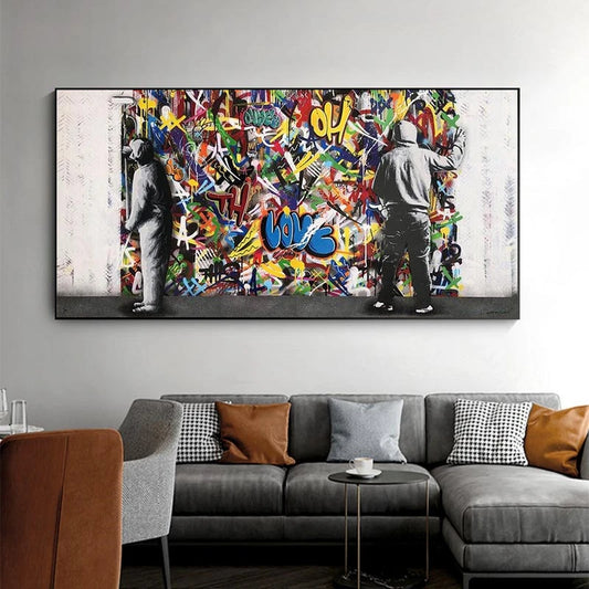 Abstract Graffiti Art Canvas Paintings on the Wall Art Posters and Prints Street Art Pictures For Living Room Wall Decoration