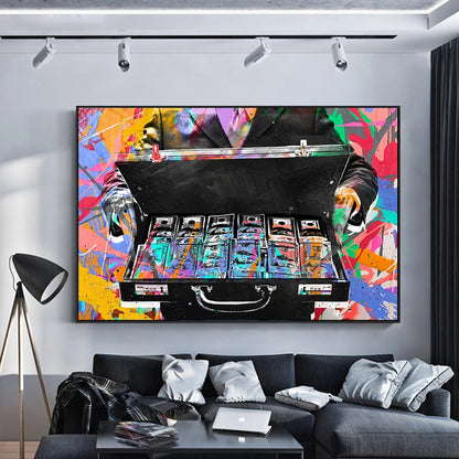 Abstract Money Graffiti Art Posters And Prints Street Art Canvas Paintings On the Wall Inspirational Art Pictures Home Decor