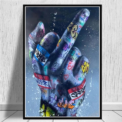 Street Art Middle Finger Gesture Posters and Prints Graffiti Art Paintings on the Wall Art Canvas Pictures Home Wall Decoration