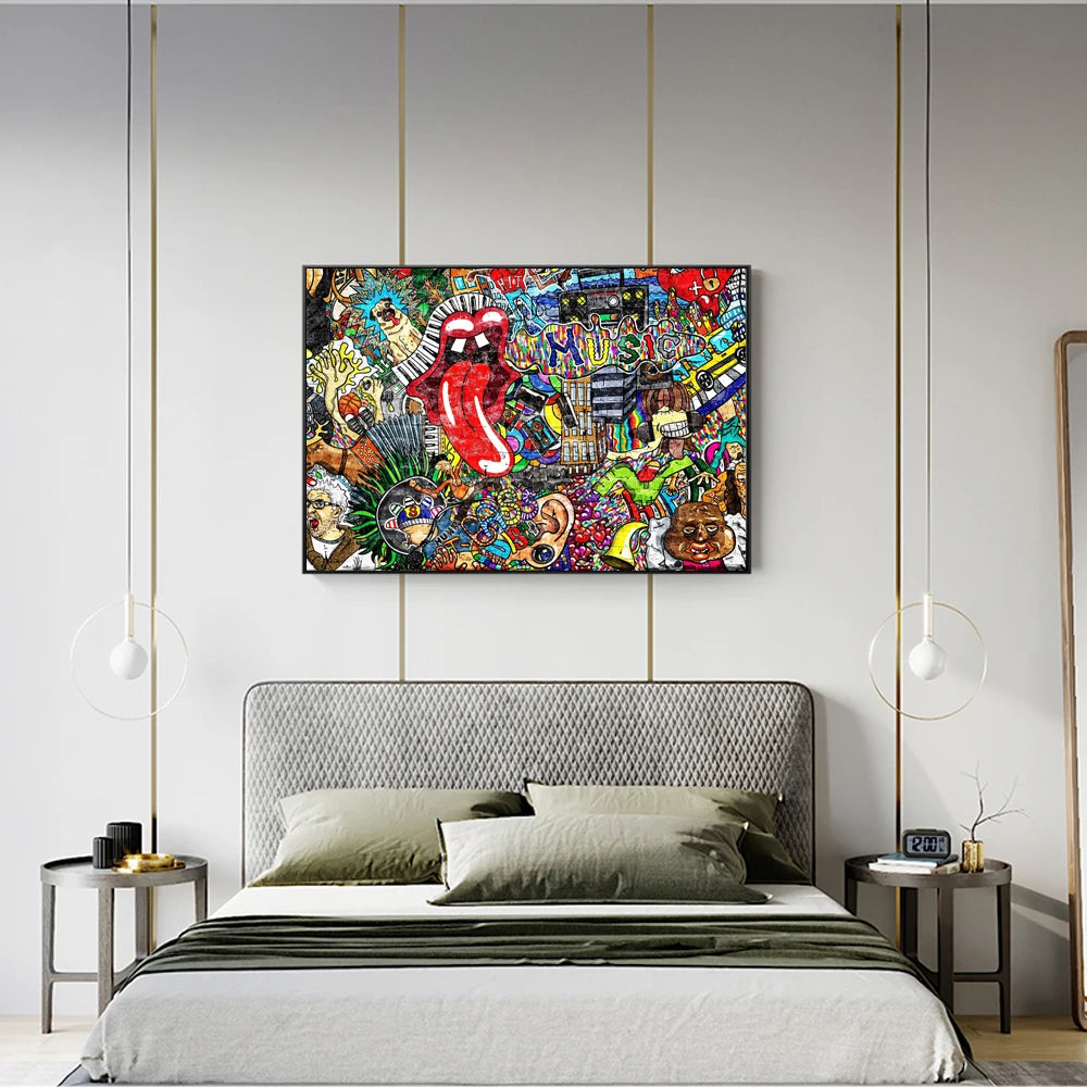 Abstract Music Graffiti Wall Art Paintings Print On Canvas Art Posters And Prints Modern Street Art Wall Pictures Home Decor