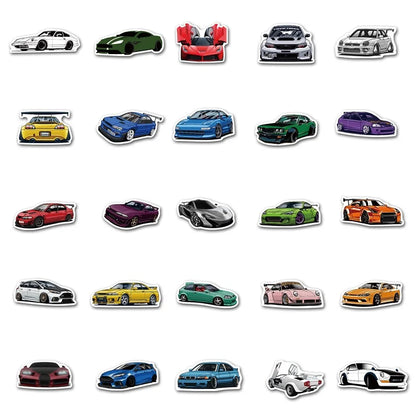 10/30/50/100PCS Cartoon JDM Racing Car Favorites Graffiti Stickers DIY Kids Classic Toy Travel Luggage Guitar Waterproof Decals