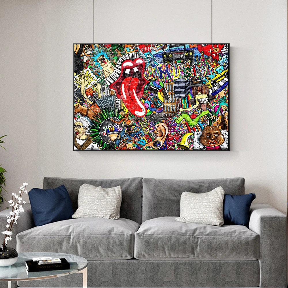 Abstract Music Graffiti Wall Art Paintings Print On Canvas Art Posters And Prints Modern Street Art Wall Pictures Home Decor