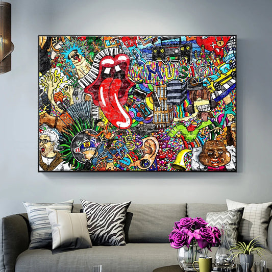 Abstract Music Graffiti Wall Art Paintings Print On Canvas Art Posters And Prints Modern Street Art Wall Pictures Home Decor