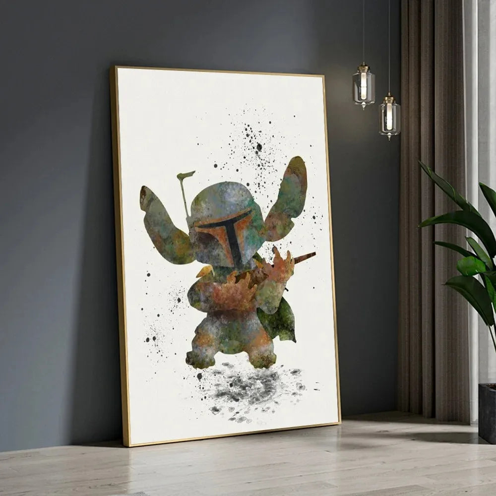 Watercolor Graffiti Art Prints Deadpool Lilo And Stitch Poster Funny Disney Cute Monster Canvas Wall Painting For Living Room