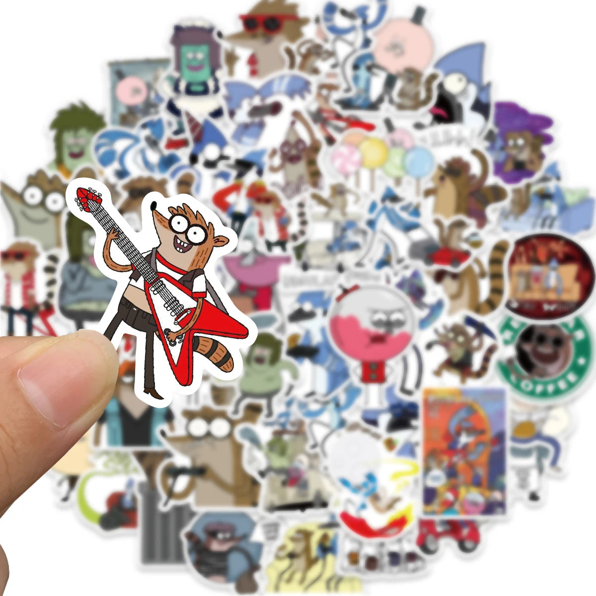 52cs/pack Hot TV Regular Show Stickers Cartoon Anime Vinyl Decals for Phone Case Notebook Scrapbooking Decor