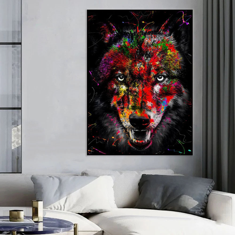 Abstract Painted Graffiti Animal Art Wall Poster Lion Tiger Leopard Home Room Decoration Canvas Painting Murals Printed Artwork