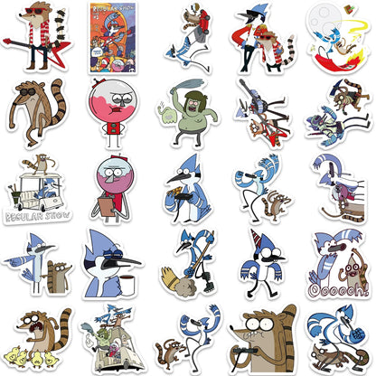 52cs/pack Hot TV Regular Show Stickers Cartoon Anime Vinyl Decals for Phone Case Notebook Scrapbooking Decor