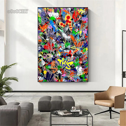 Street Graffit Artwork Canvas Print Art Poster Abstract Pop Art Canvas Painting Cuadros Wall Art Picture for Home Corridor Decor