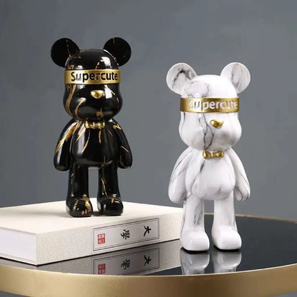 22cm Graffiti Bear Figurine Home Decoration Animal Statue Storage Shelf Modern Room Study Abstract  Table Decor Ornament