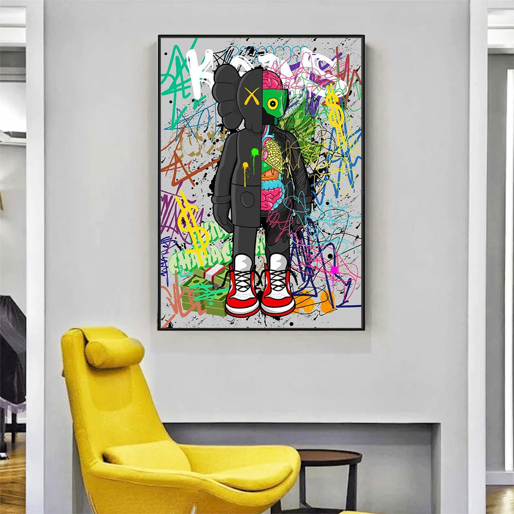 Street Graffiti Abstract Trendy Violent Teddy Bear Wall Art Prints Poster Living Room Home Decor Canvas Painting Murals Pictures