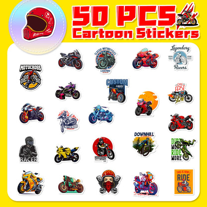 50pcs Retro Cool Motorcycle Stickers New Personalized Graffiti Harley Motorcycle Sticker Waterproof DIY Toy Sticker Gift