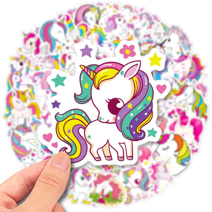 50PCS Cute The Unicorn Stickers Kawaii Waterproof Graffiti Vinyl Decals for Laptop Guitar Suitcase Skateboard Kids Gift