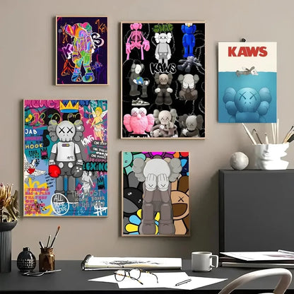 1pc Cartoon A-kaws Poster Poster Stickers Art Wall Murals Decor Game Room Decor Gifts Kawaii HD Painting Cat Cars