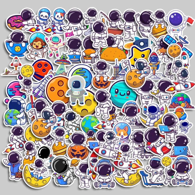 83pcs Cute Astronaut A Graffiti Stickers Children's Diy Stationery Computer Stickers Student Stationery