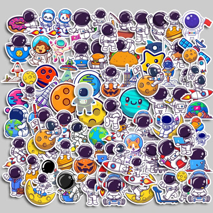 83pcs Cute Astronaut A Graffiti Stickers Children's Diy Stationery Computer Stickers Student Stationery