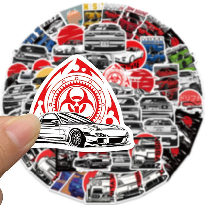 50PCS Japan JDM Racing Car Anime Graffiti Sticker  Laptop Motorcycle Car Skateboard Waterproof Decal Kids Toy Gift Sticker