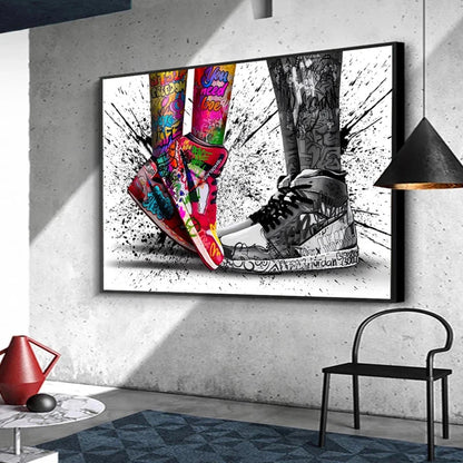 Pop Street Graffiti Sports Basketball Shoes Wall Art Posters Abstract Home Decor Canvas Painting Picture Prints Artwork Boy Gift