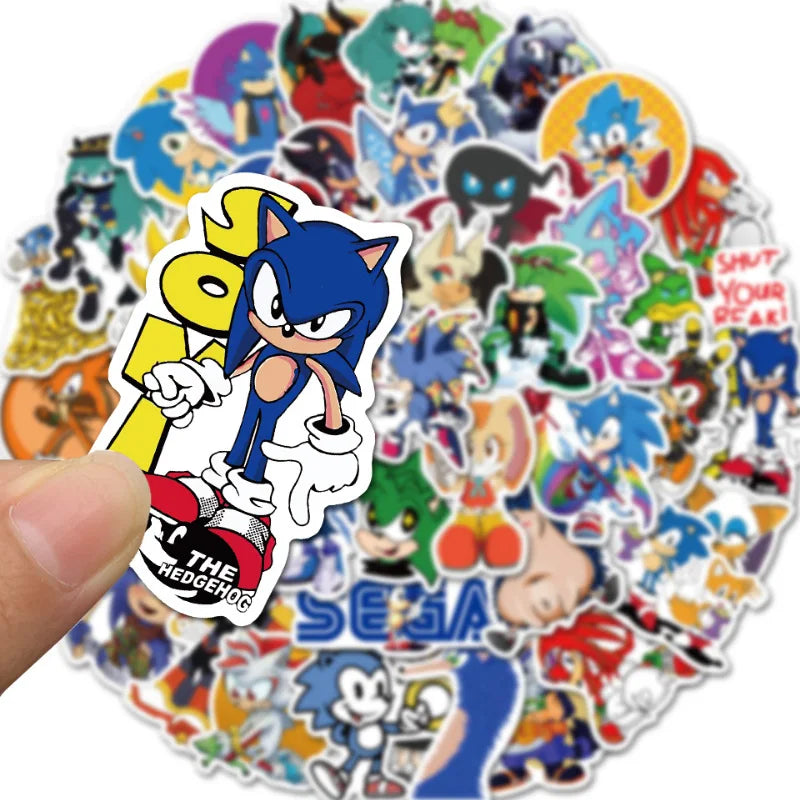 50Pcs/Set Cartoon Sonic Stickers Hedgehog Anime Toys Cartoon Graffiti Sticker for Water Bottle Laptop Luggage