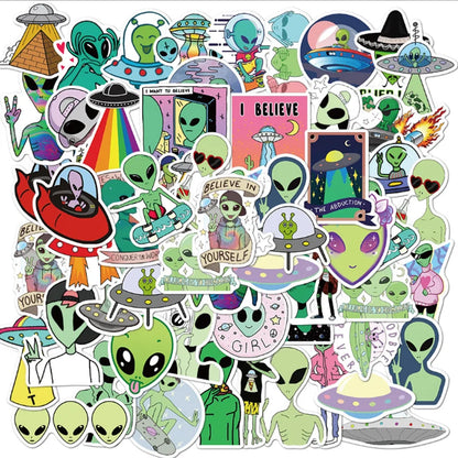 50PCS Cartoon Alien Graffiti Waterproof Stickers Creative Trendy Fridge Skateboard Mug Guitar Helmet Guitar  Decoration Stickers