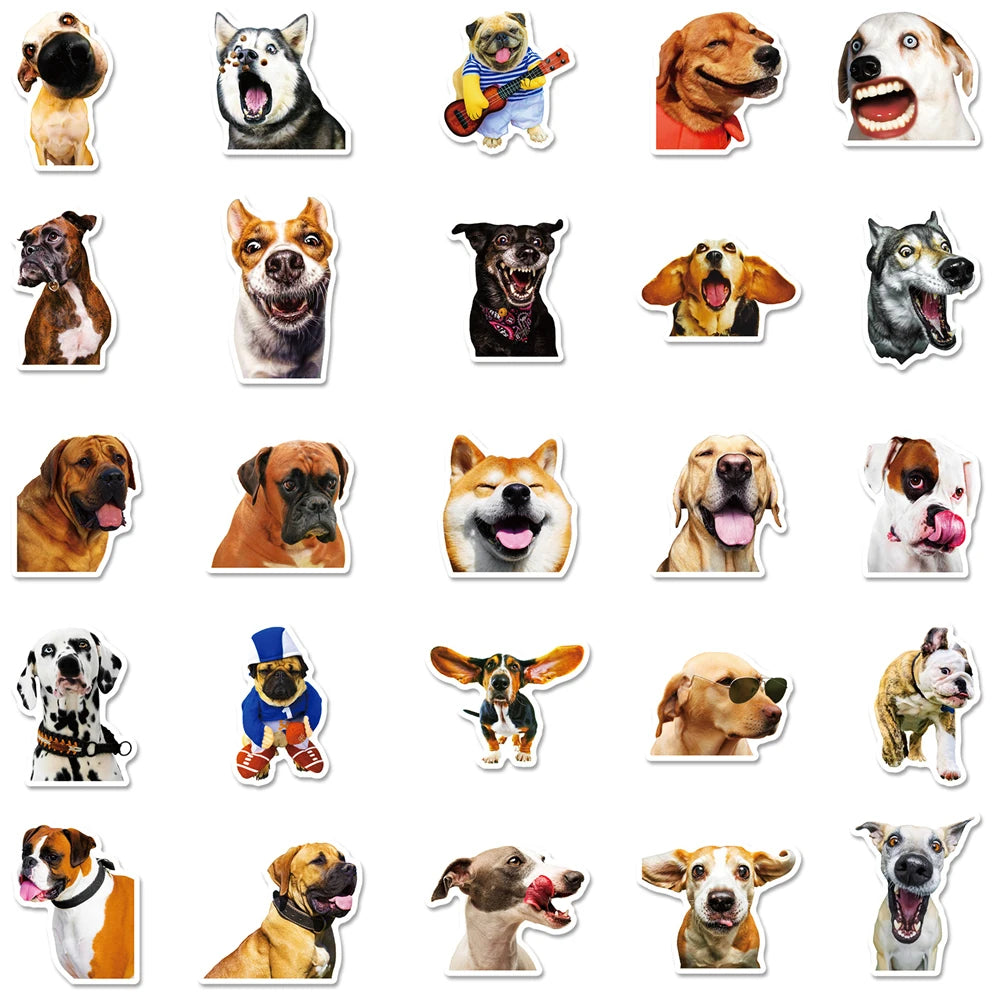 50PCS Cartoon Cute Pet Dog Animal Creative Graffiti Waterproof Sticker Bicycle Skateboard Guitar Helmet Laptop Decorative Decals