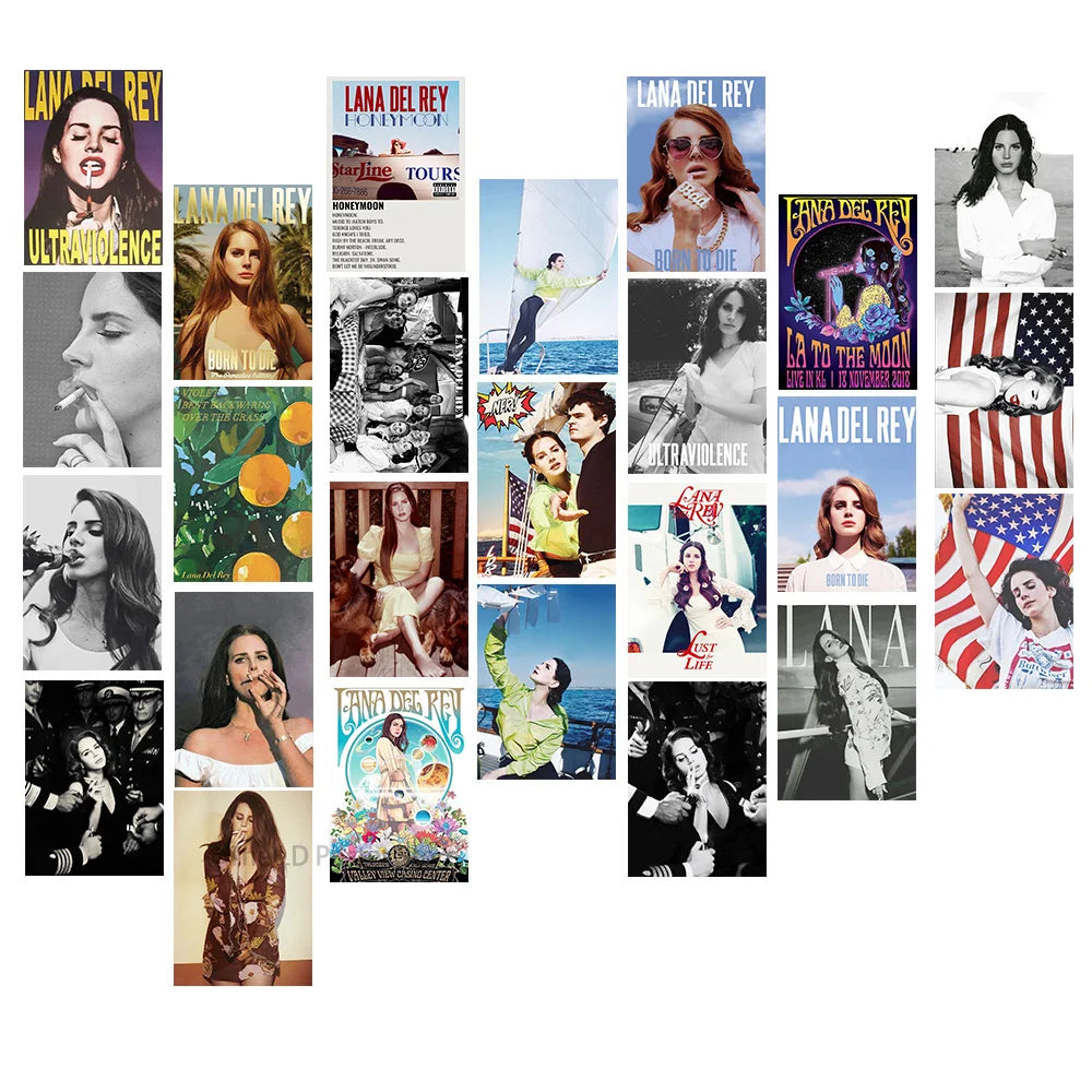 25PCS Singer Lana Del Rey Stickers Born To Die Honeymoon Paradise for Laptop Luggage Car Skateboard Helmet Waterproof Decals