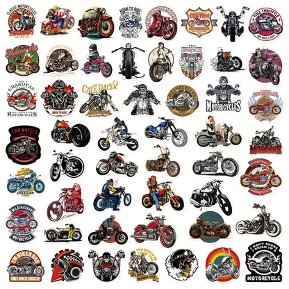 50 PCS NEW Cool Motorcycle Doodle Stickers, Decorative Helmet Skateboard Phone Case Travel Case Laptop Waterproof Stickers