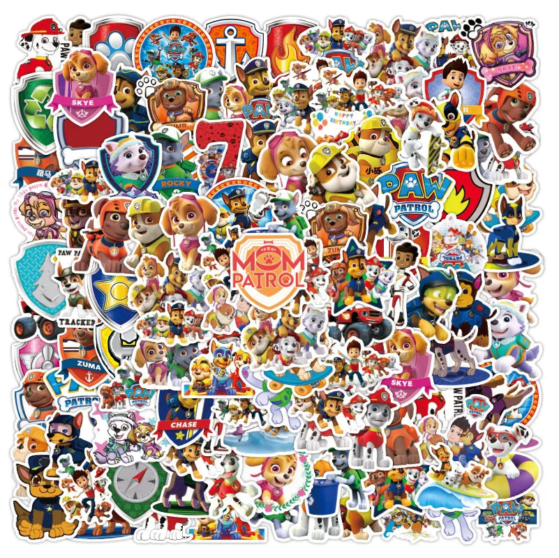 50pcs Paw Patrol Kids Classic Toy Stickers Cartoon Computer Water Cup Guitar Luggage Without Leaving Glue DIY Waterproof Sticker