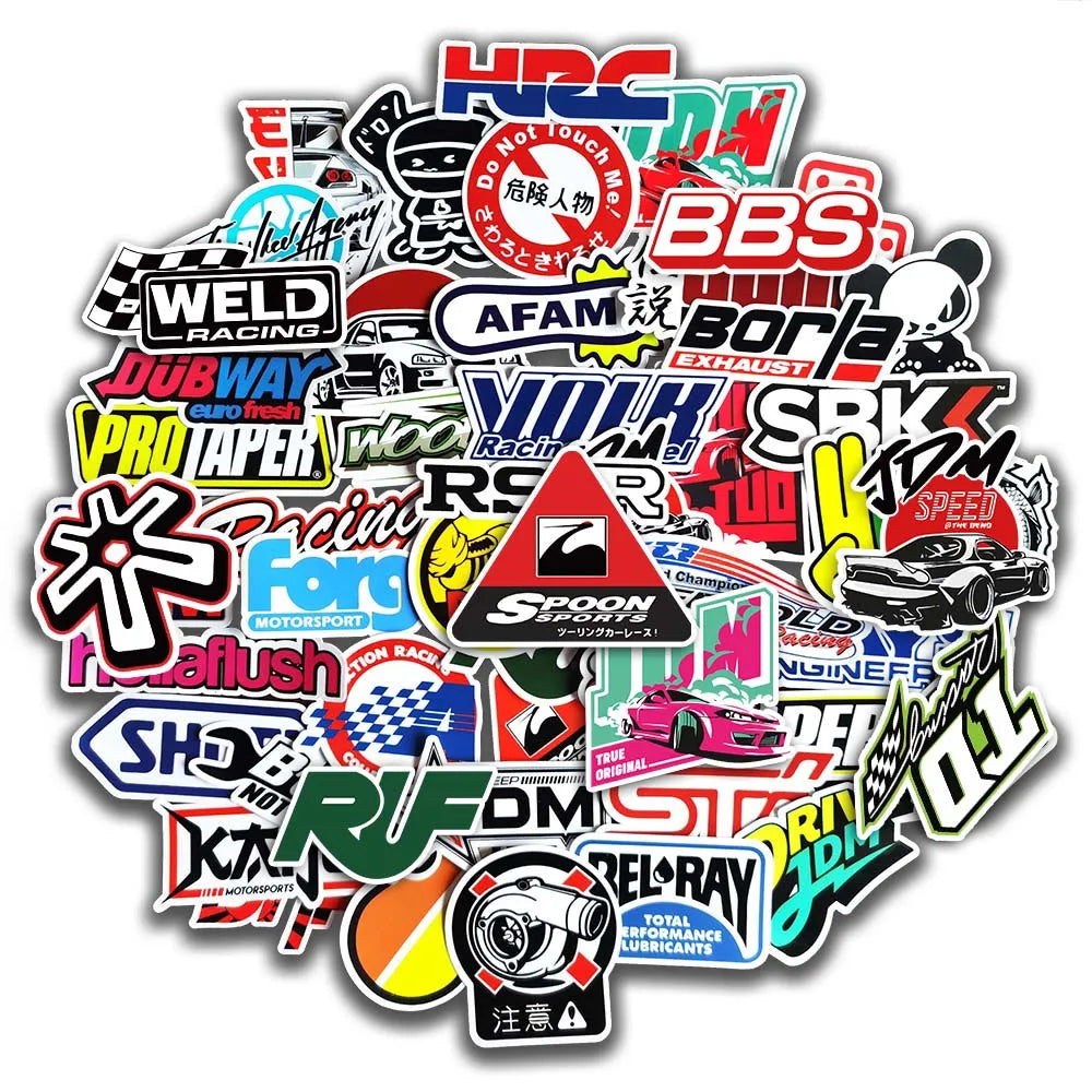 10/20/50/100pcs Cool JDM Stickers Auto Car Modify Motorcycle Scooter Bike Skateboard Laptop Graffiti Vinyl Decals Sticker Bomb