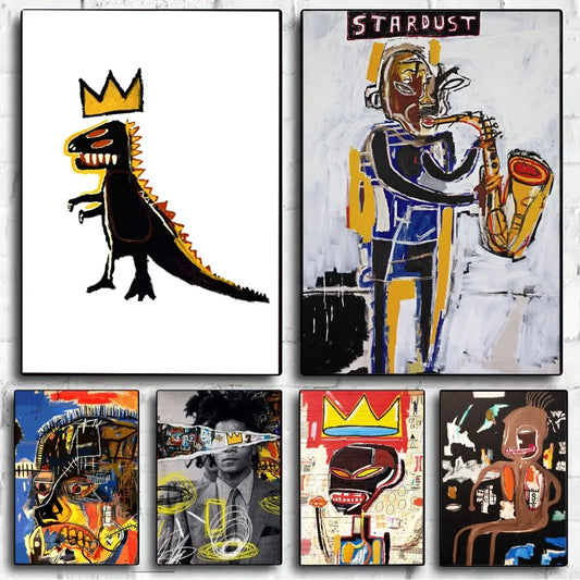 Abstract B-Basquiats-Art  Poster No Framed Poster Kraft Club Bar Paper Vintage Poster Wall Art Painting Bedroom Study Stickers