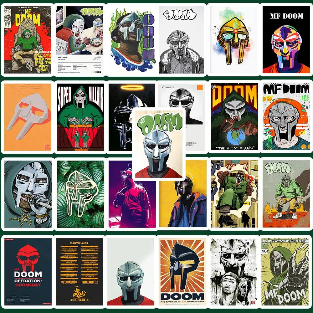 25PCS Hip Hop Rapper Mf Doom Stickers Singer Fan Gift DIY Decoration Phone Cup Luggage Scrapbook Laptop Helment Guitar Toy Decal