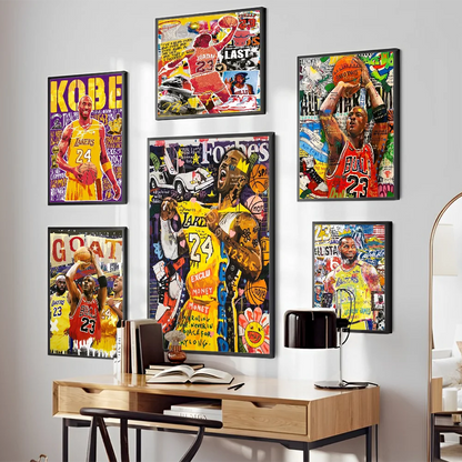 Famous Basketball Player Celebrities Poster Good Prints and Posters Waterproof Paper Coffee House Bar Posters Wall Stickers