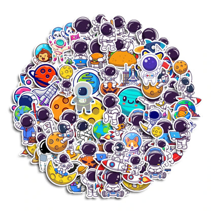 83pcs Cute Astronaut A Graffiti Stickers Children's Diy Stationery Computer Stickers Student Stationery