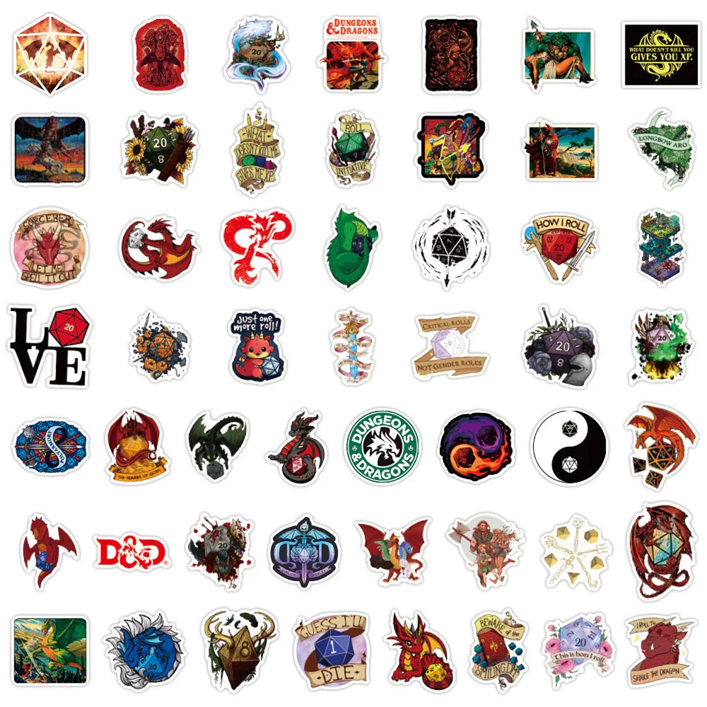 50PCS Game Dragon and Dungeon Ol Graffiti Sticker Waterproof Suitcase Notebook Skateboard Water Cup Refrigerator Stickers