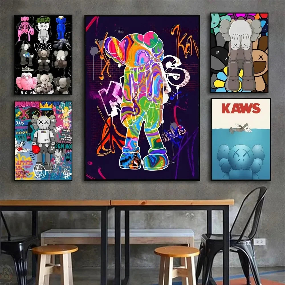 1pc Cartoon A-kaws Poster Poster Stickers Art Wall Murals Decor Game Room Decor Gifts Kawaii HD Painting Cat Cars