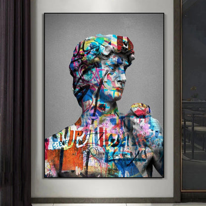 Graffiti David Statue Wall Art Poster Pop High End Mural Modern Home Decor Canvas Painting Picture Prints Living Room Decorate