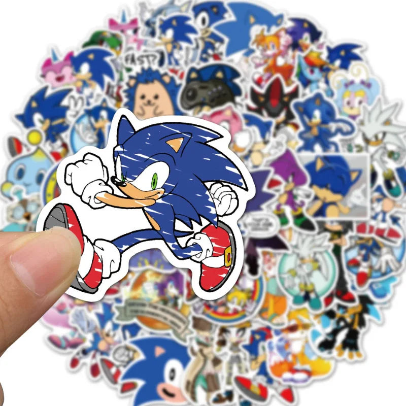 50Pcs/Set Cartoon Sonic Stickers Hedgehog Anime Toys Cartoon Graffiti Sticker for Water Bottle Laptop Luggage