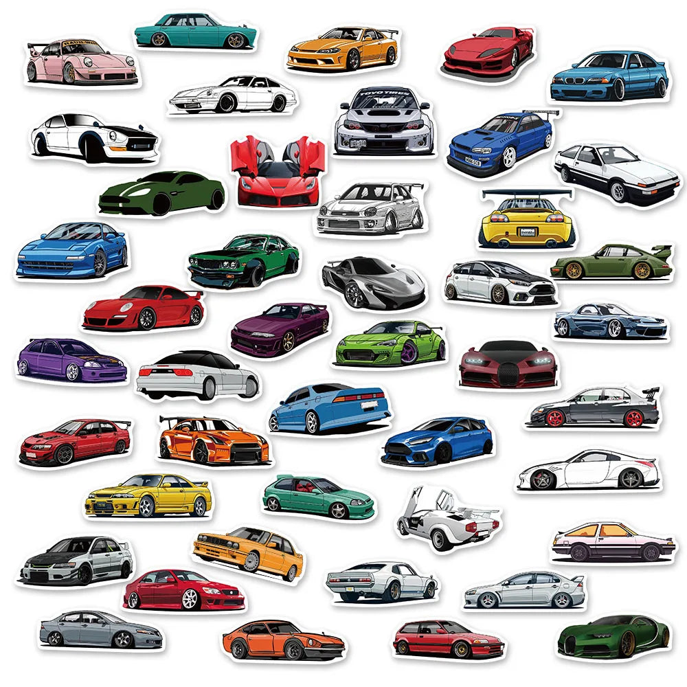 10/20/50/100pcs Racing Car Stickers Skateboard Bike Motorcycle Travel Luggage Toy Cool Vinyl Decal JDM Sticker Bomb for Kids