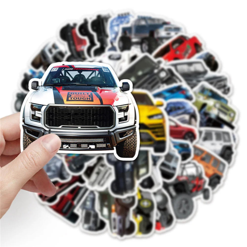 51PCS Cool Off-Road Vehicle Cartoon Graffiti Luggage Skateboard Notebook Hand Account Decorative Sticker Toys