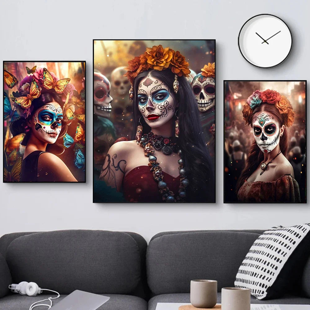 Abstract Skull Tattoo Female Canvas Paintings Fashion Graffiti Posters Prints Street Wall Art Pictures Modern Home Decor Cuadros