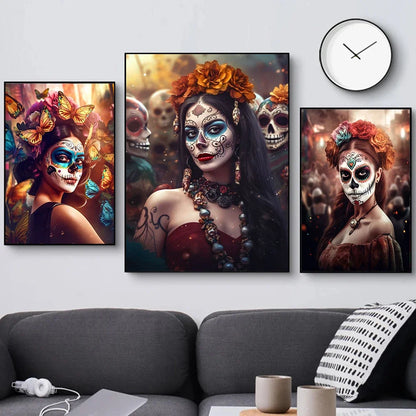 Abstract Skull Tattoo Female Canvas Paintings Fashion Graffiti Posters Prints Street Wall Art Pictures Modern Home Decor Cuadros