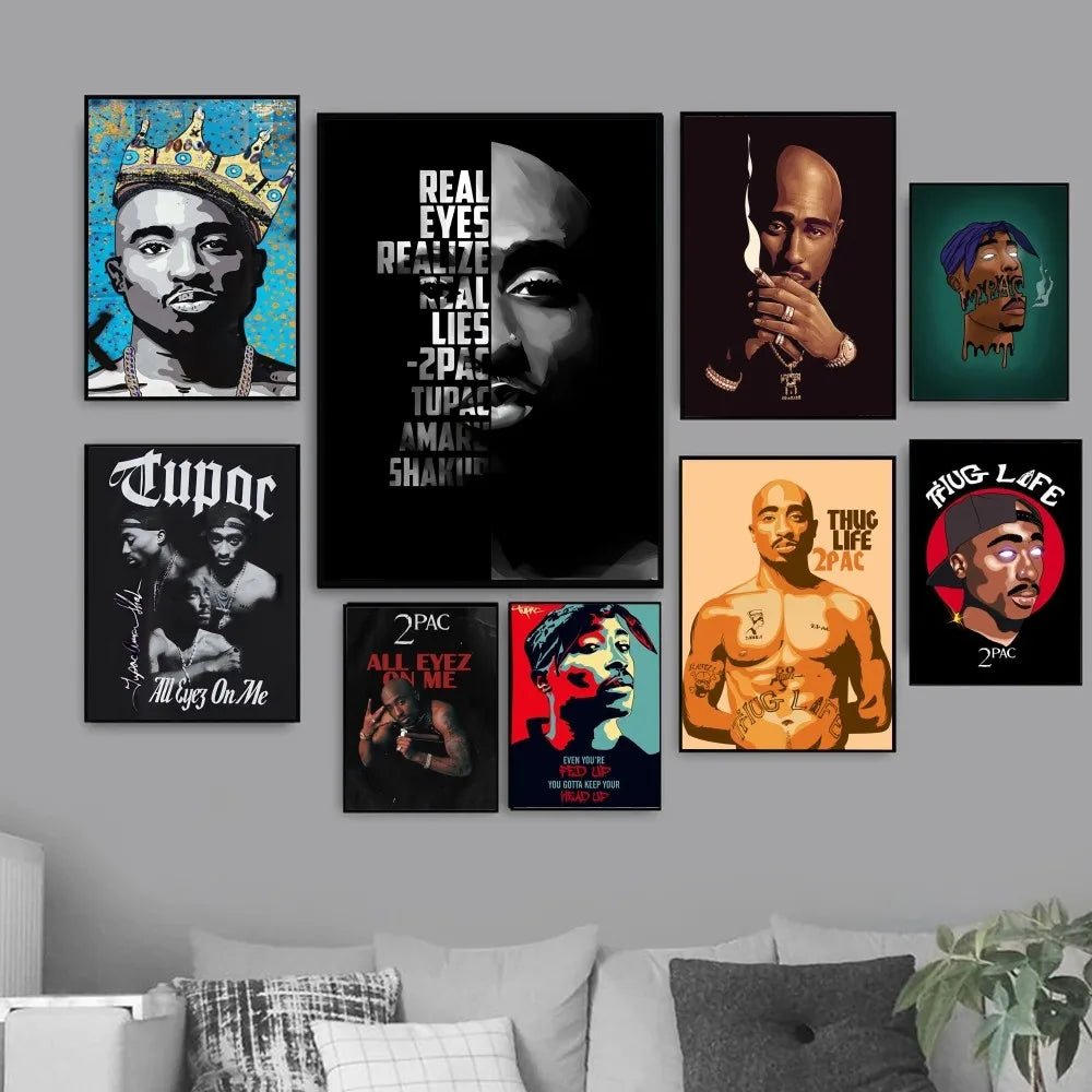 1pc Famous Hip Hop Rap Tupac Shakur Poster Paper Print Home Bedroom Entrance Bar Cafe Art Painting Decoration