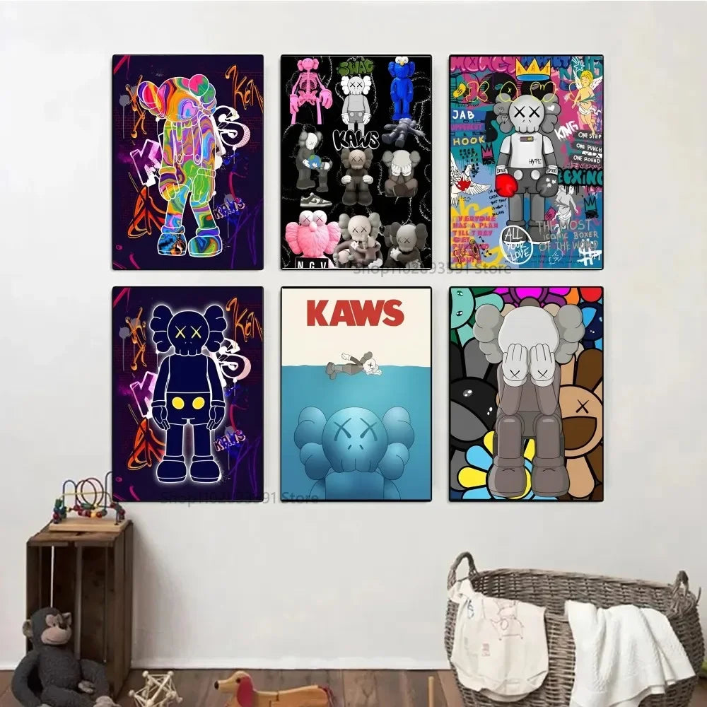 1pc Cartoon A-kaws Poster Poster Stickers Art Wall Murals Decor Game Room Decor Gifts Kawaii HD Painting Cat Cars