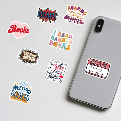 50PCSBook Reading Stickers For Notebook Diary Motorcycle Skateboard Computer Decal Cartoon Luggage Graffiti Sticker