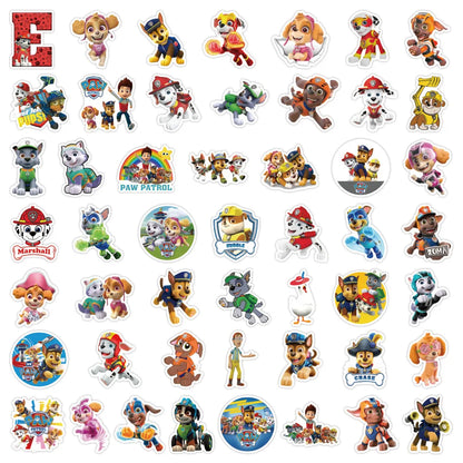 50pcs Paw Patrol Kids Classic Toy Stickers Cartoon Computer Water Cup Guitar Luggage Without Leaving Glue DIY Waterproof Sticker