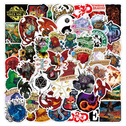 50PCS Game Dragon and Dungeon Ol Graffiti Sticker Waterproof Suitcase Notebook Skateboard Water Cup Refrigerator Stickers