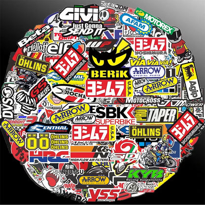 40/80pcs Car Bike Helmet Tank Racing Sponsor Logo Set Motorcycle Stickers Moto For Honda Yamaha Kawasaki Suzuki Motocross Decals