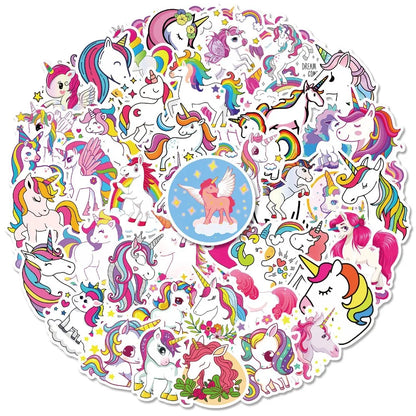 50PCS Cute The Unicorn Stickers Kawaii Waterproof Graffiti Vinyl Decals for Laptop Guitar Suitcase Skateboard Kids Gift