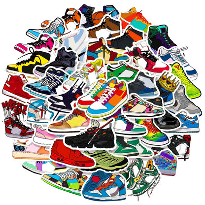 50PCS New Trendy Cool Skateboard Animation Cartoon Sneakers Graffiti Helmet Cup Cell Phone Waterproof PVC Toys Reward Stickers