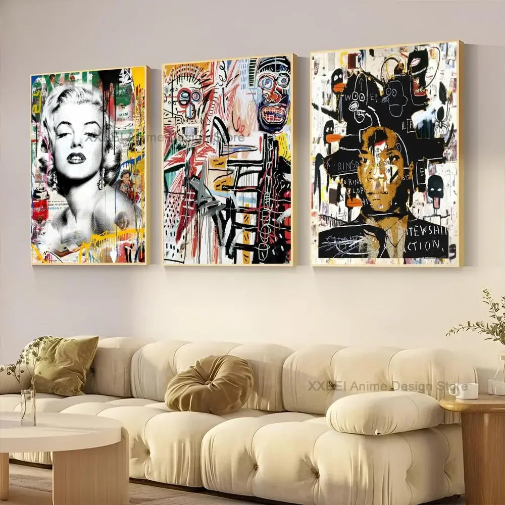 1pc Modern Abstraction Street Graffiti Art Poster Decorative Painting Bedroom Wall Sticker Living Room Cafe Entrance Home Decor